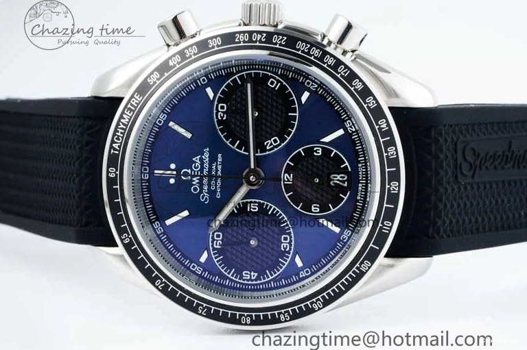 0601 SportInspired Speedmaster Racing Master SS HKF Best Edition Blue Black Dial on Black Rubber Strap A 7817
